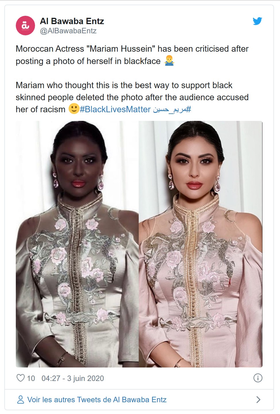 Mariam Hussein poste un “blackface” en soutien aux manifestations contre le racisme