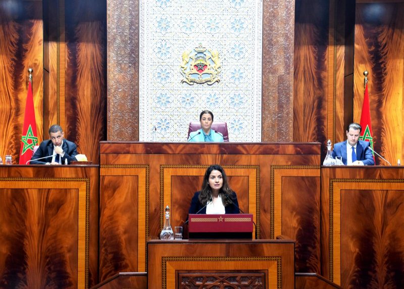 La ministre de la Transition énergétique et du Développement durable, Leila Benali, lors d’une plénière consacrée aux questions orales à la Chambre des représentants