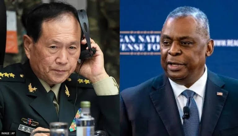 Le secrétaire américain à la Défense, Lloyd Austin et son homologue chinois Wei Fenghe